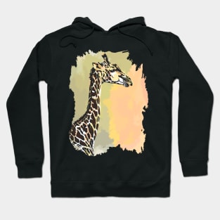 Giraffe Line & Wash Watercolor Painting for Giraffe Fans Hoodie